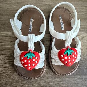 Melissa Kids' White and Brown Sandals with Red Strawberry